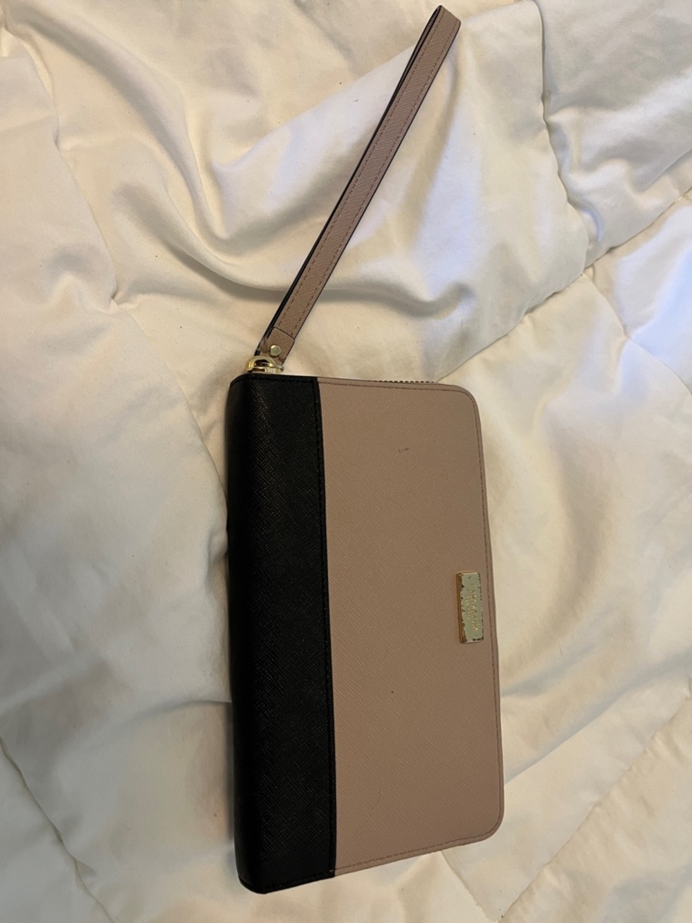 Two-Tone Black and Blush Wristlet Wallet